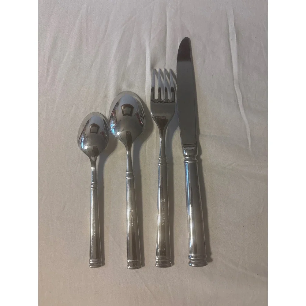 Fortessa Flatware Set 4pc Silver Excellent Mirror Polished Stainless Steel